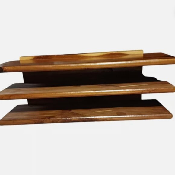 Organizer 70s 80s 3 Slot Solid Wood Mail Bills and Other Things To Be Ignored - Picture 7 of 11